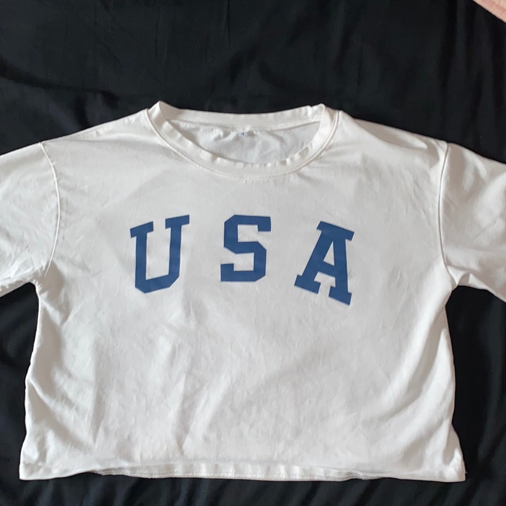 White USA Crop Top